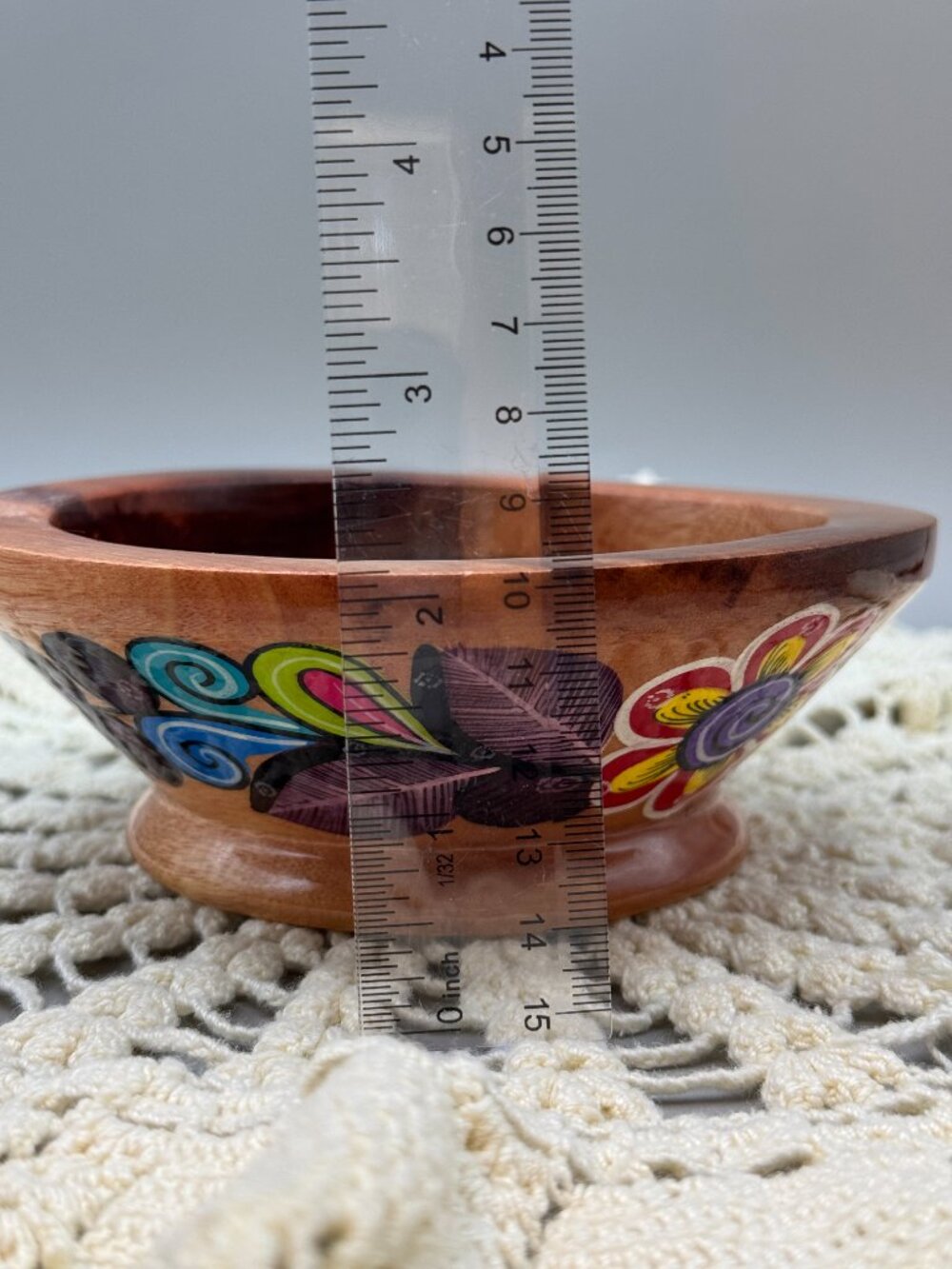 VTG Roberto Rios Mexican Folk Art Painted Wood Bowl - Picture 4 of 7